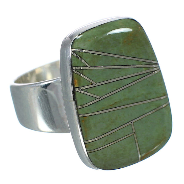 Sterling Silver Southwestern Turquoise Inlay Jewelry Ring Size 5-1/4 WX63159